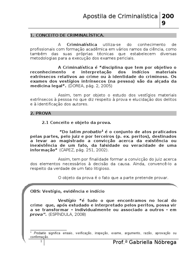 apostila de criminalistica